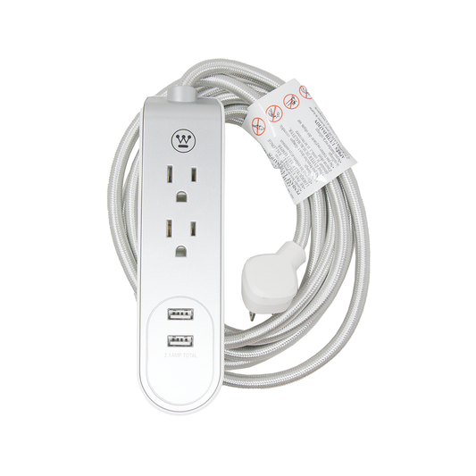 Extensión eléctrica usb de 2.7 metros con 3 contactos tipo cordón (gris)