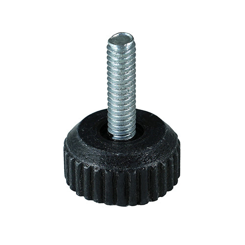 Caja con 100 piezas de Nivelador Plastico Ø de Base 1" "Tipo Moleteado" con Tornillo de 3/8" X 1"