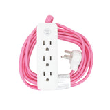 Extensión eléctrica de 2.7 metros con 3 contactos tipo cordón (rosa)