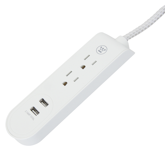 Extensión eléctrica usb de 2.7 metros con 3 contactos tipo cordón (blanco)
