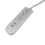 Extensión eléctrica usb de 2.7 metros con 3 contactos tipo cordón (gris)