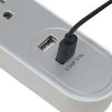 Extensión eléctrica usb de 2.7 metros con 3 contactos tipo cordón (gris)