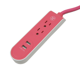 Extensión eléctrica usb de 2.7 metros con 3 contactos tipo cordón (rosa)